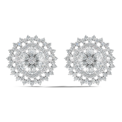 2.29 Ct Round & Pear Shape 14k Solid Gold Stunning Vintage Style Diamond Earrings For Daily Wear - HIGHCARAT DIAMONDS