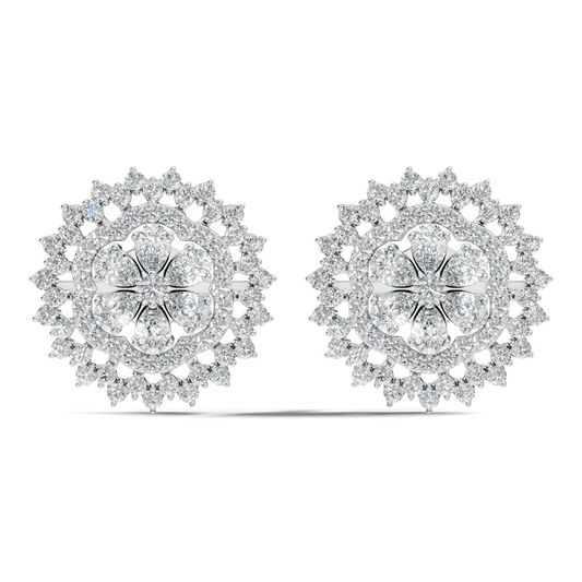2.29 Ct Round & Pear Shape 14k Solid Gold Stunning Vintage Style Diamond Earrings For Daily Wear - HIGHCARAT DIAMONDS