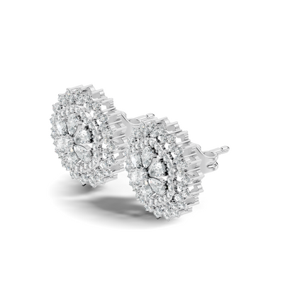 2.29 Ct Round & Pear Shape 14k Solid Gold Stunning Vintage Style Diamond Earrings For Daily Wear - HIGHCARAT DIAMONDS