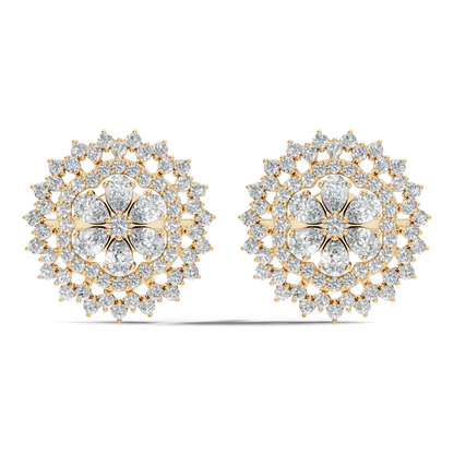 2.29 Ct Round & Pear Shape 14k Solid Gold Stunning Vintage Style Diamond Earrings For Daily Wear - HIGHCARAT DIAMONDS