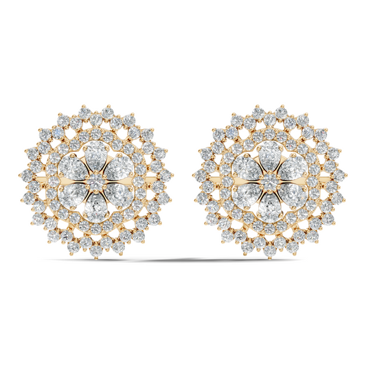 2.29 Ct Round & Pear Shape 14k Solid Gold Stunning Vintage Style Diamond Earrings For Daily Wear - HIGHCARAT DIAMONDS