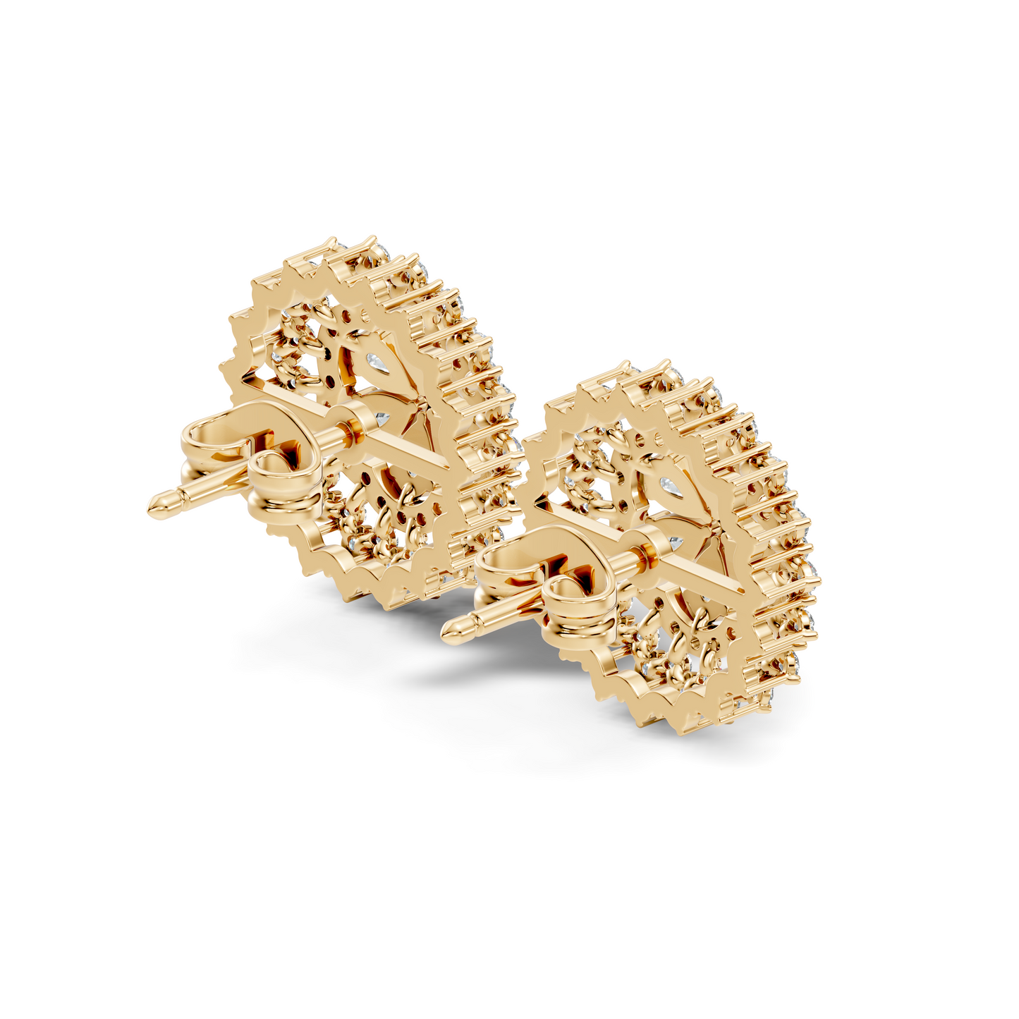 2.29 Ct Round & Pear Shape 14k Solid Gold Stunning Vintage Style Diamond Earrings For Daily Wear - HIGHCARAT DIAMONDS