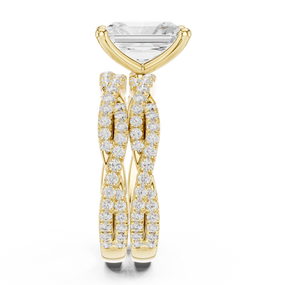 2.30Ct Asscher and Round Cut Lab Grown Diamond Vintage Pave Set Perfect Engagement Ring For Women's