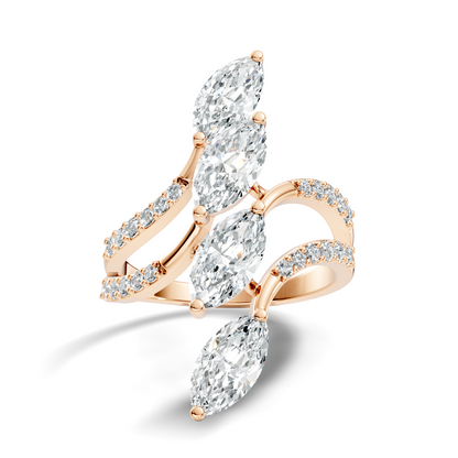 2.30Ct Marquise and Round Cut White Colorless Lab Grown Diamond Vintage Unique Engagement Ring - HIGHCARAT DIAMONDS
