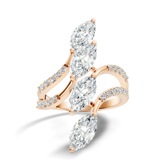 2.30Ct Marquise and Round Cut White Colorless Lab Grown Diamond Vintage Unique Engagement Ring - HIGHCARAT DIAMONDS