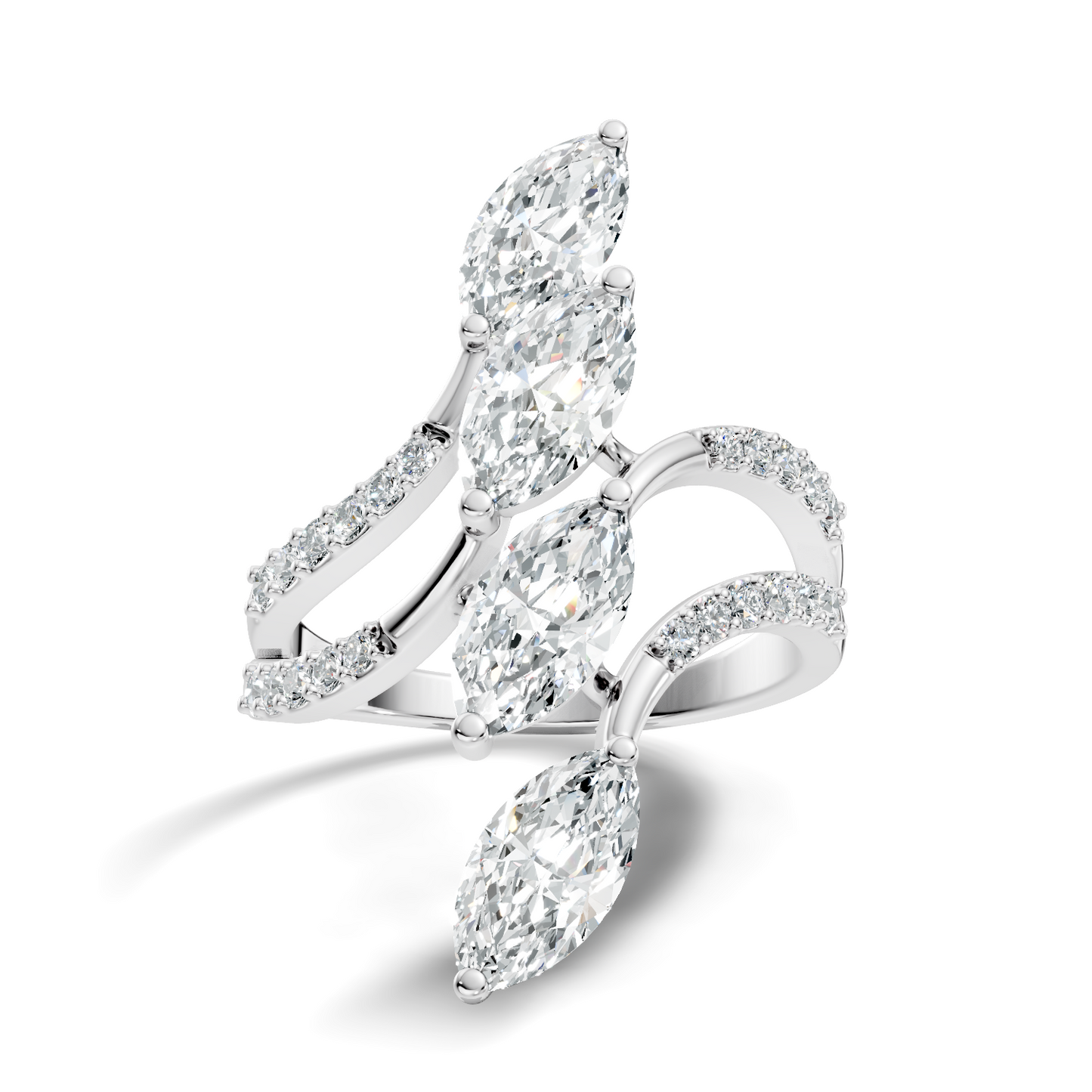2.30Ct Marquise and Round Cut White Colorless Lab Grown Diamond Vintage Unique Engagement Ring - HIGHCARAT DIAMONDS