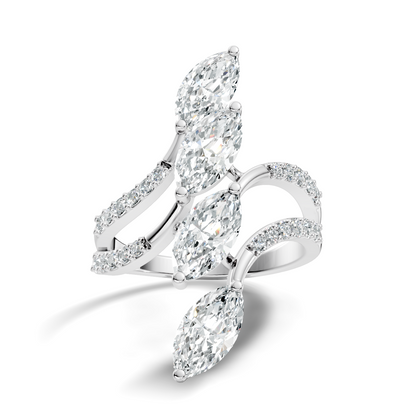 2.30Ct Marquise and Round Cut White Colorless Lab Grown Diamond Vintage Unique Engagement Ring - HIGHCARAT DIAMONDS