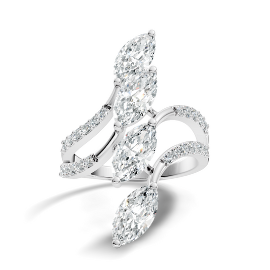 2.30Ct Marquise and Round Cut White Colorless Lab Grown Diamond Vintage Unique Engagement Ring - HIGHCARAT DIAMONDS