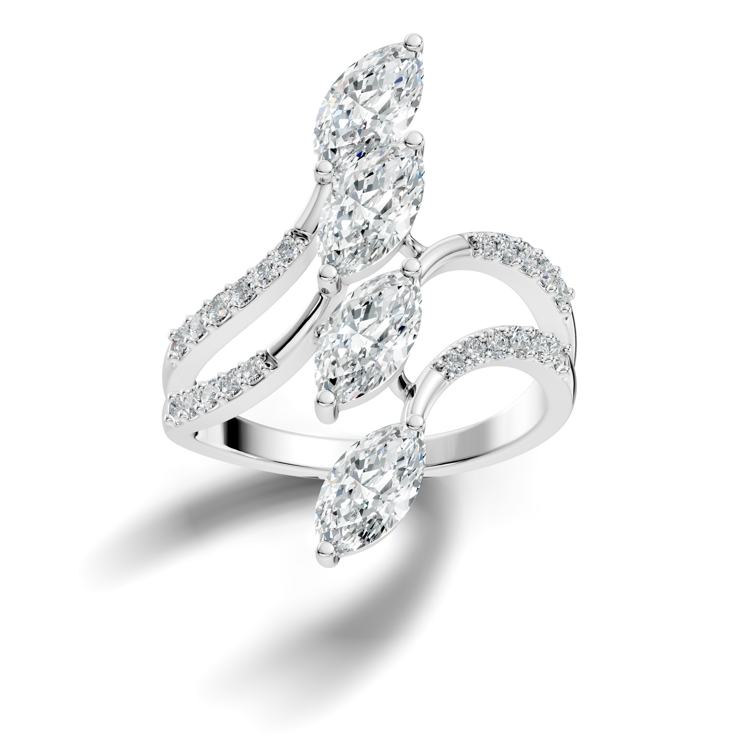 2.30Ct Marquise and Round Cut White Colorless Lab Grown Diamond Vintage Unique Engagement Ring - HIGHCARAT DIAMONDS