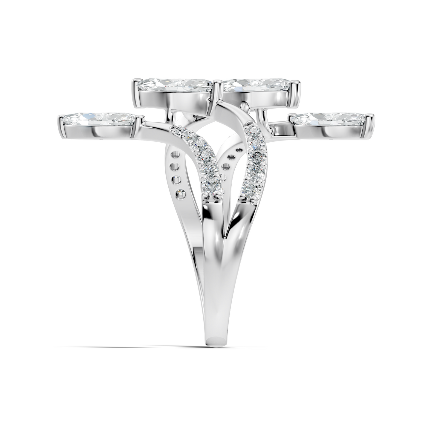 2.30Ct Marquise and Round Cut White Colorless Lab Grown Diamond Vintage Unique Engagement Ring - HIGHCARAT DIAMONDS