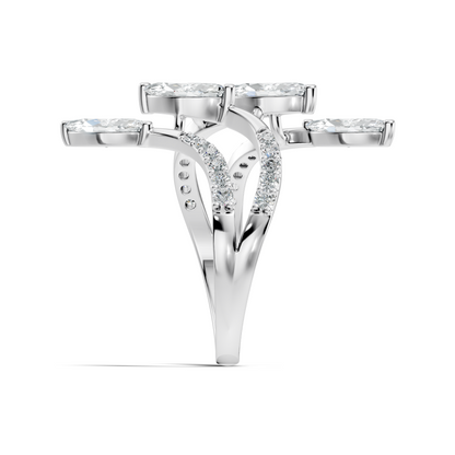 2.30Ct Marquise and Round Cut White Colorless Lab Grown Diamond Vintage Unique Engagement Ring - HIGHCARAT DIAMONDS