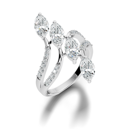 2.30Ct Marquise and Round Cut White Colorless Lab Grown Diamond Vintage Unique Engagement Ring - HIGHCARAT DIAMONDS