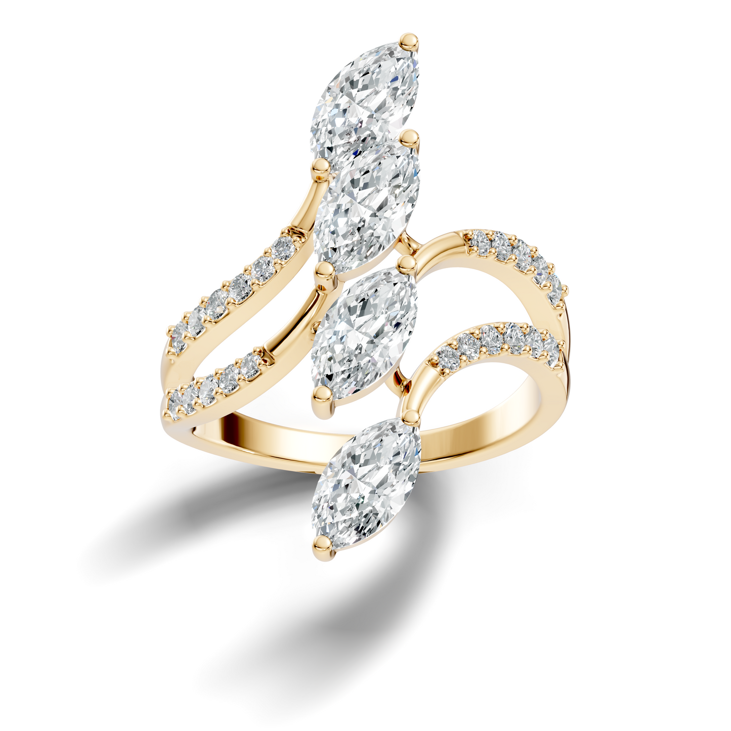 2.30Ct Marquise and Round Cut White Colorless Lab Grown Diamond Vintage Unique Engagement Ring - HIGHCARAT DIAMONDS