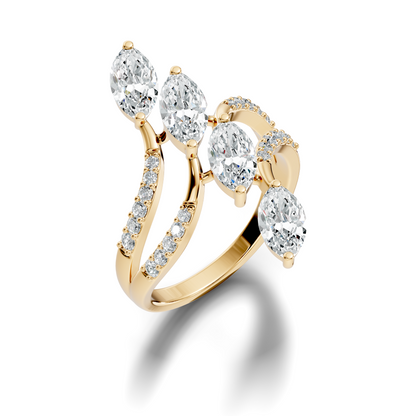 2.30Ct Marquise and Round Cut White Colorless Lab Grown Diamond Vintage Unique Engagement Ring - HIGHCARAT DIAMONDS