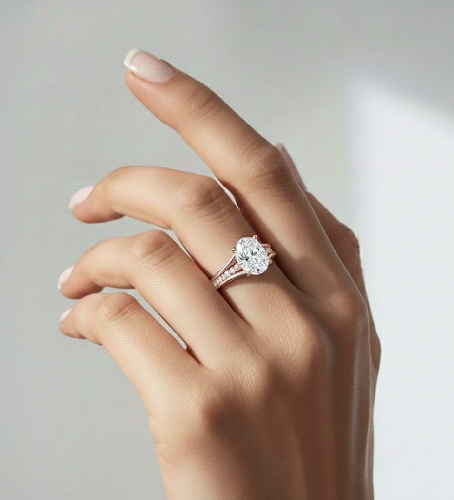 2.30Ct Oval and Round Cut High Quality Lab Grown Diamond Antique Minimalist Dainty Hand Crafted Bridal Ring For Her