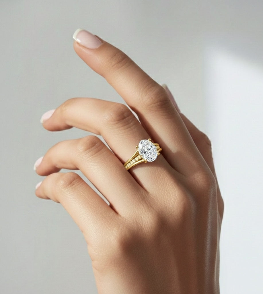 2.30Ct Oval and Round Cut High Quality Lab Grown Diamond Antique Minimalist Dainty Hand Crafted Bridal Ring For Her