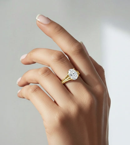 2.30Ct Oval and Round Cut High Quality Lab Grown Diamond Antique Minimalist Dainty Hand Crafted Bridal Ring For Her