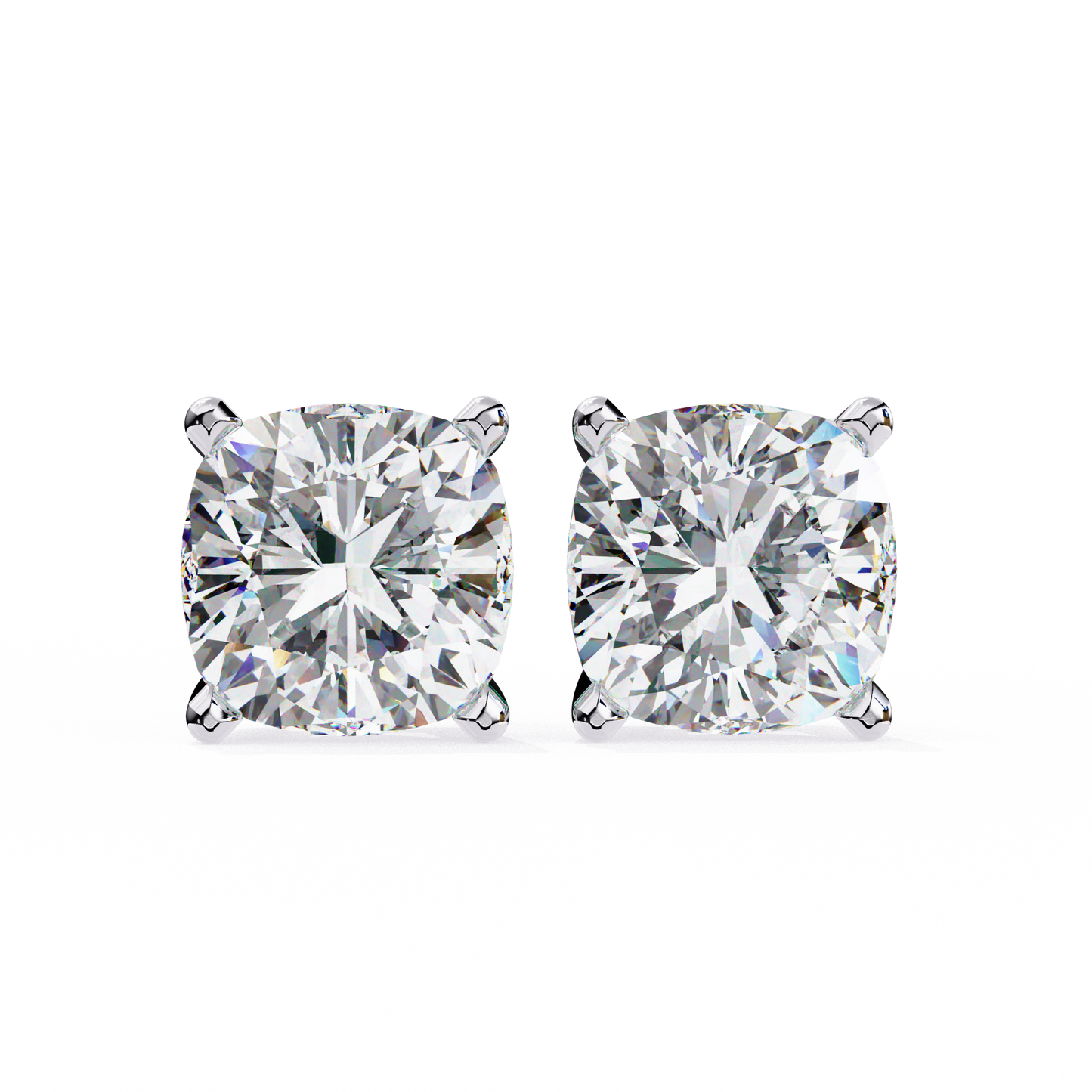 Vintage 2.33Ct Cushion Cut White Colorless Diamond Minimalist Classic Cluster Stud Earring Gift For Her - HIGHCARAT DIAMONDS