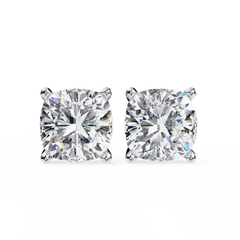 Cushion Cut Lab Grown Diamond Cluster Earrings Top View