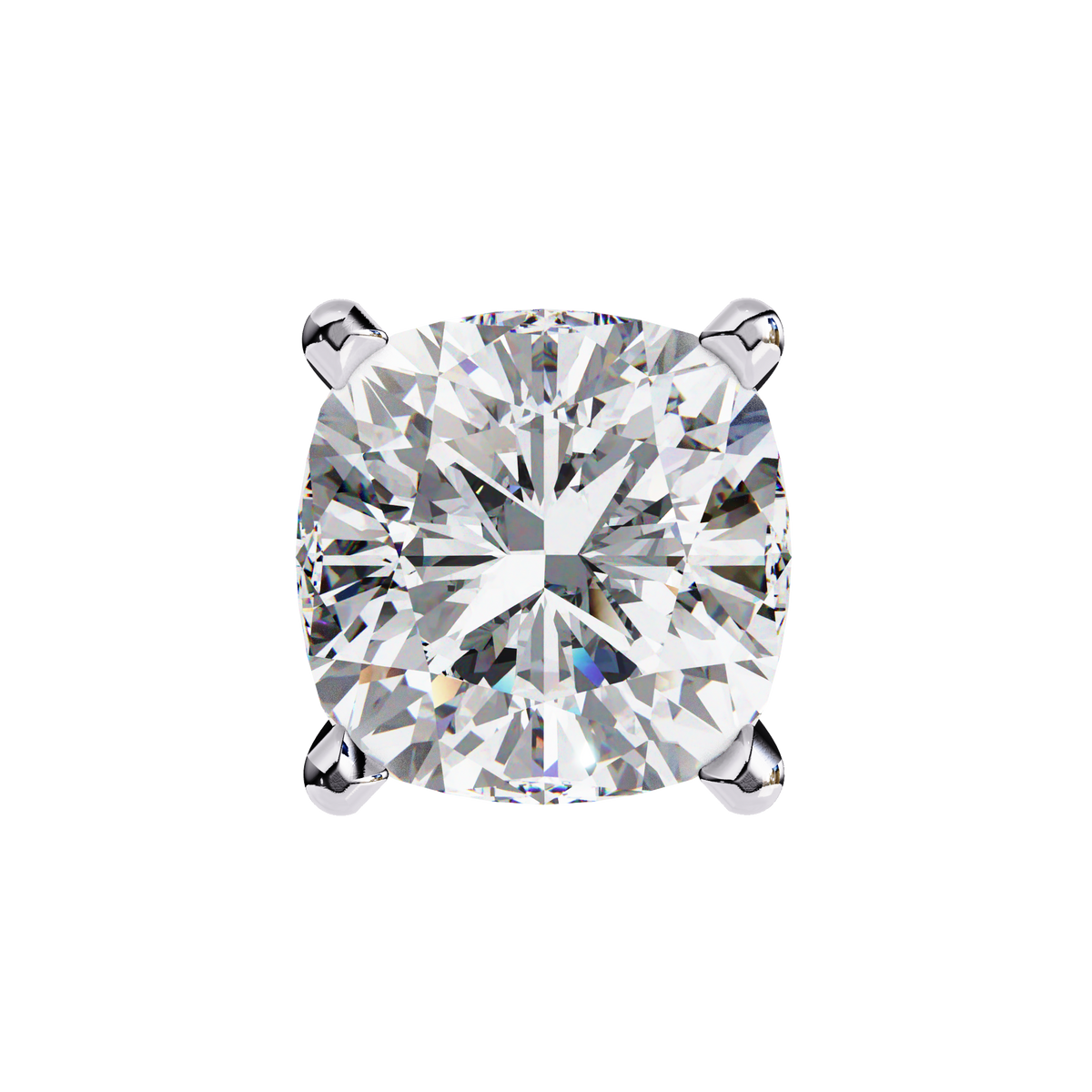Cushion Cut Diamond Cluster Earrings Side Profile Showing Setting