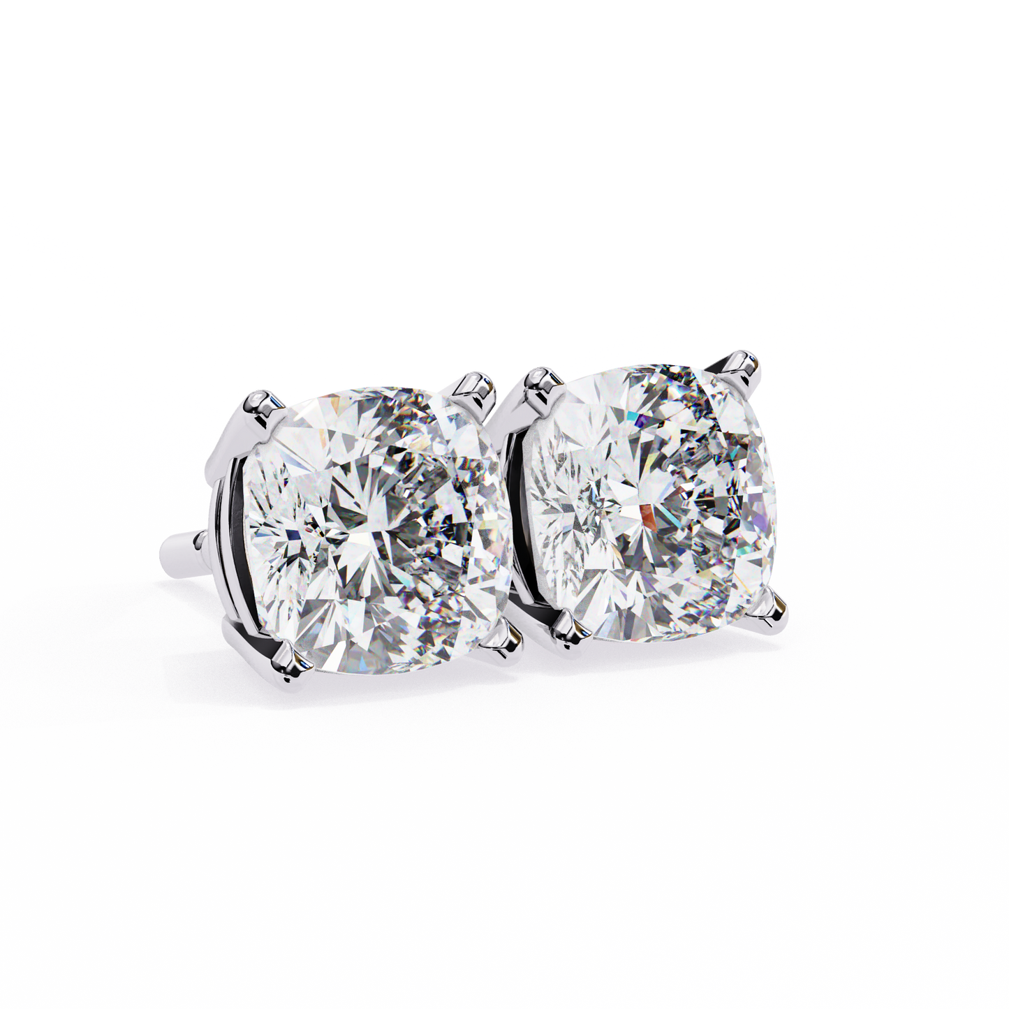 Vintage 2.33Ct Cushion Cut White Colorless Diamond Minimalist Classic Cluster Stud Earring Gift For Her - HIGHCARAT DIAMONDS