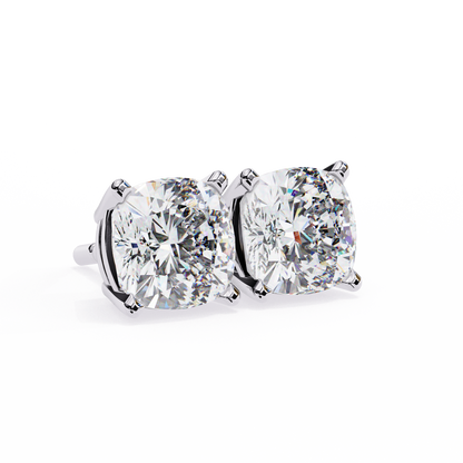 Vintage 2.33Ct Cushion Cut White Colorless Diamond Minimalist Classic Cluster Stud Earring Gift For Her - HIGHCARAT DIAMONDS