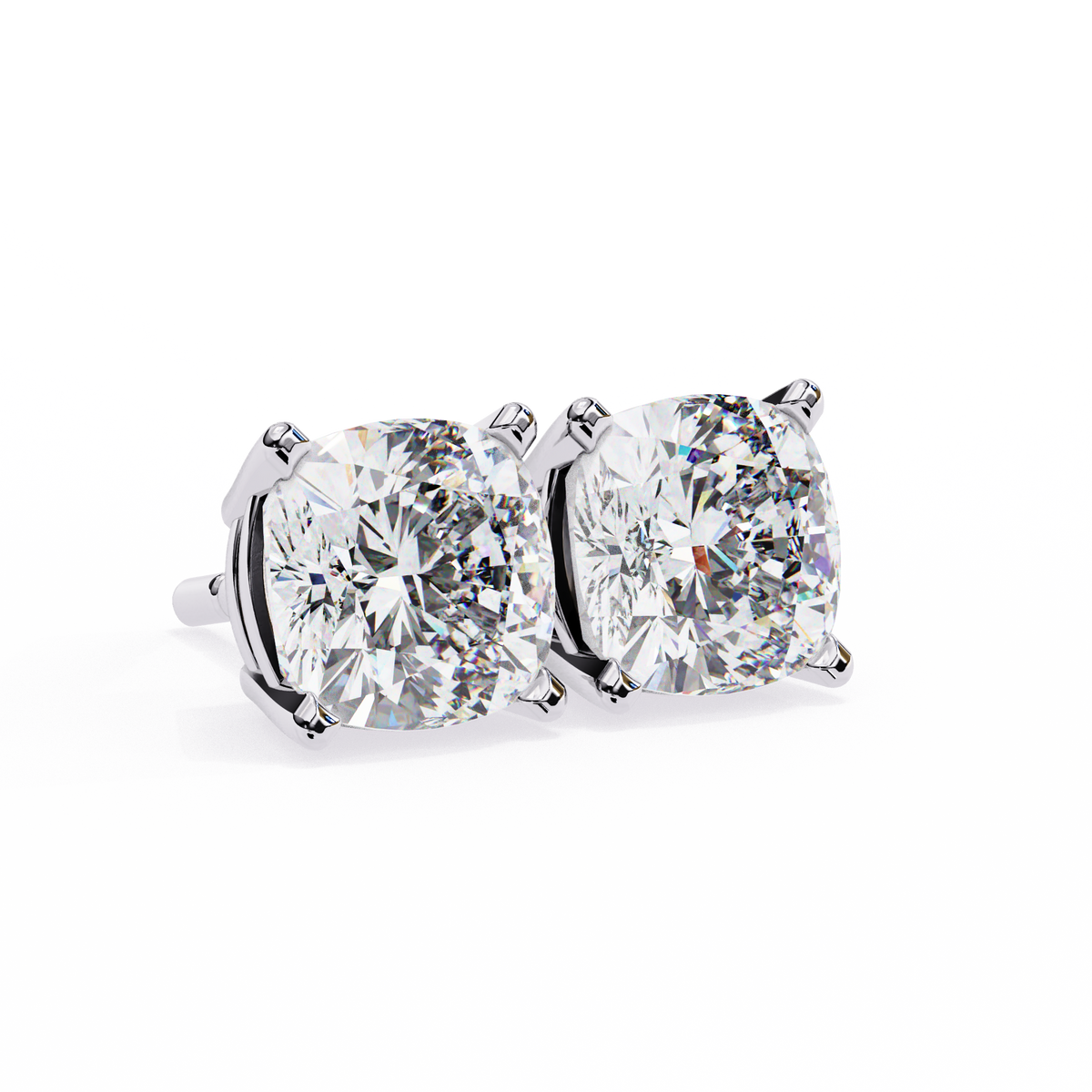 Vintage 2.33Ct Cushion Cut White Colorless Diamond Minimalist Classic Cluster Stud Earring Gift For Her - HIGHCARAT DIAMONDS