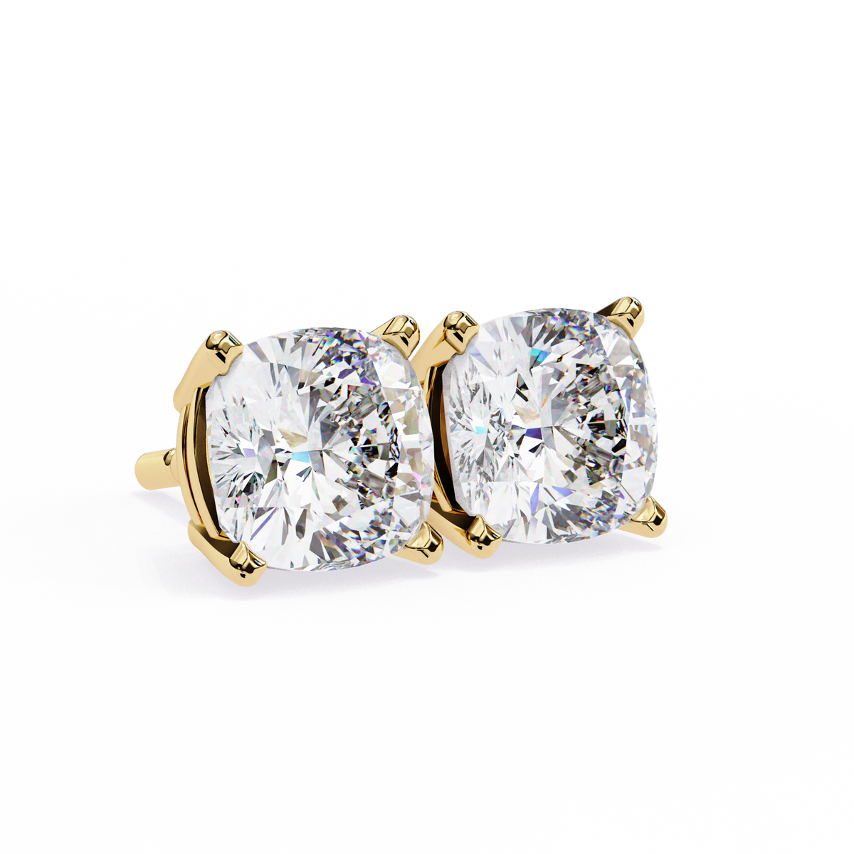Cushion Cut Colorless Diamond Cluster Earrings Close-Up Detail