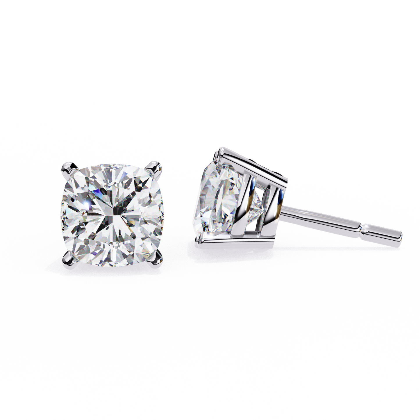 Vintage 2.33Ct Cushion Cut White Colorless Diamond Minimalist Classic Cluster Stud Earring Gift For Her - HIGHCARAT DIAMONDS