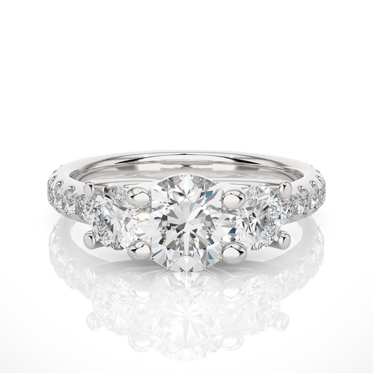 2.34 Carat Delicate Round Lab grown Diamond 14K Solid White Gold Diamond  Ring for Women, - HIGHCARAT DIAMONDS