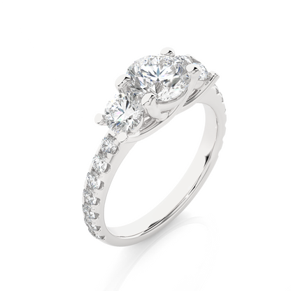 2.34 Carat Delicate Round Lab grown Diamond 14K Solid White Gold Diamond  Ring for Women, - HIGHCARAT DIAMONDS