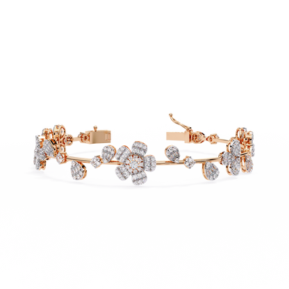 2.36Ct Baguette And Round Cut Diamond Elegant Minimalist Custom Stacking Tennis Party Wear Bracelet - HIGHCARAT DIAMONDS