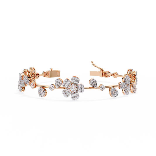 2.36Ct Baguette And Round Cut Diamond Elegant Minimalist Custom Stacking Tennis Party Wear Bracelet - HIGHCARAT DIAMONDS