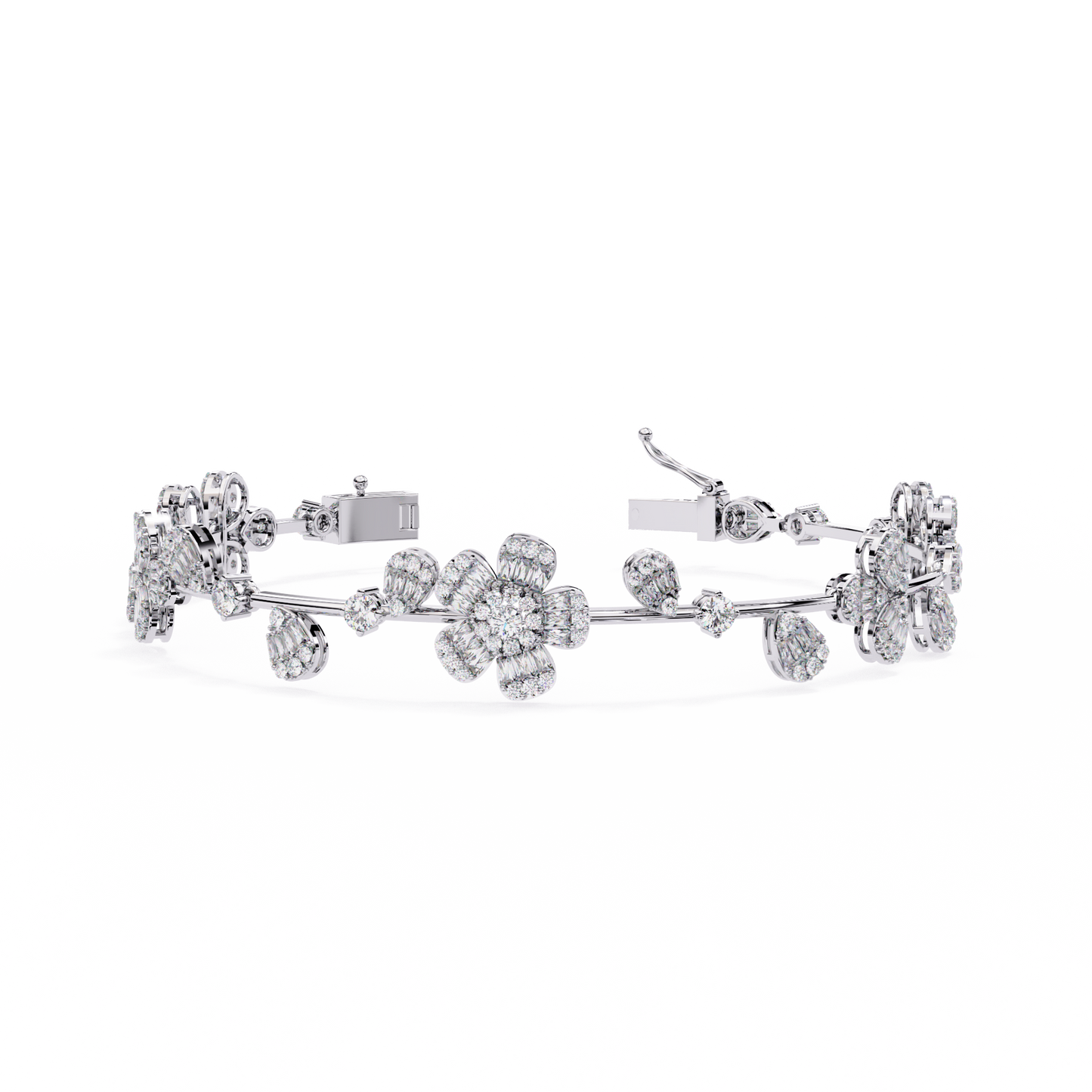 2.36Ct Baguette And Round Cut Diamond Elegant Minimalist Custom Stacking Tennis Party Wear Bracelet - HIGHCARAT DIAMONDS