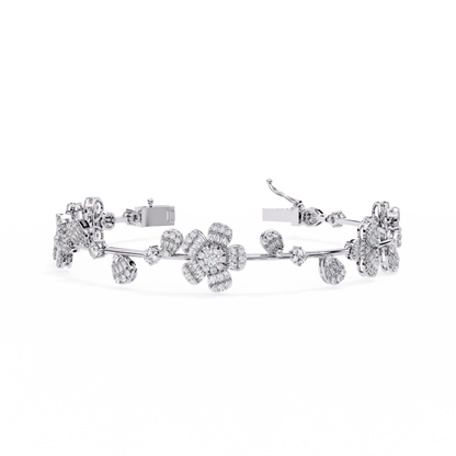 2.36Ct Baguette And Round Cut Diamond Elegant Minimalist Custom Stacking Tennis Party Wear Bracelet - HIGHCARAT DIAMONDS