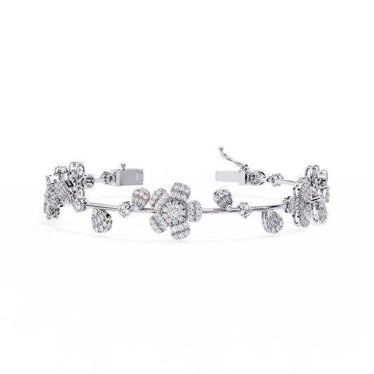 2.36Ct Baguette And Round Cut Diamond Elegant Minimalist Custom Stacking Tennis Party Wear Bracelet - HIGHCARAT DIAMONDS