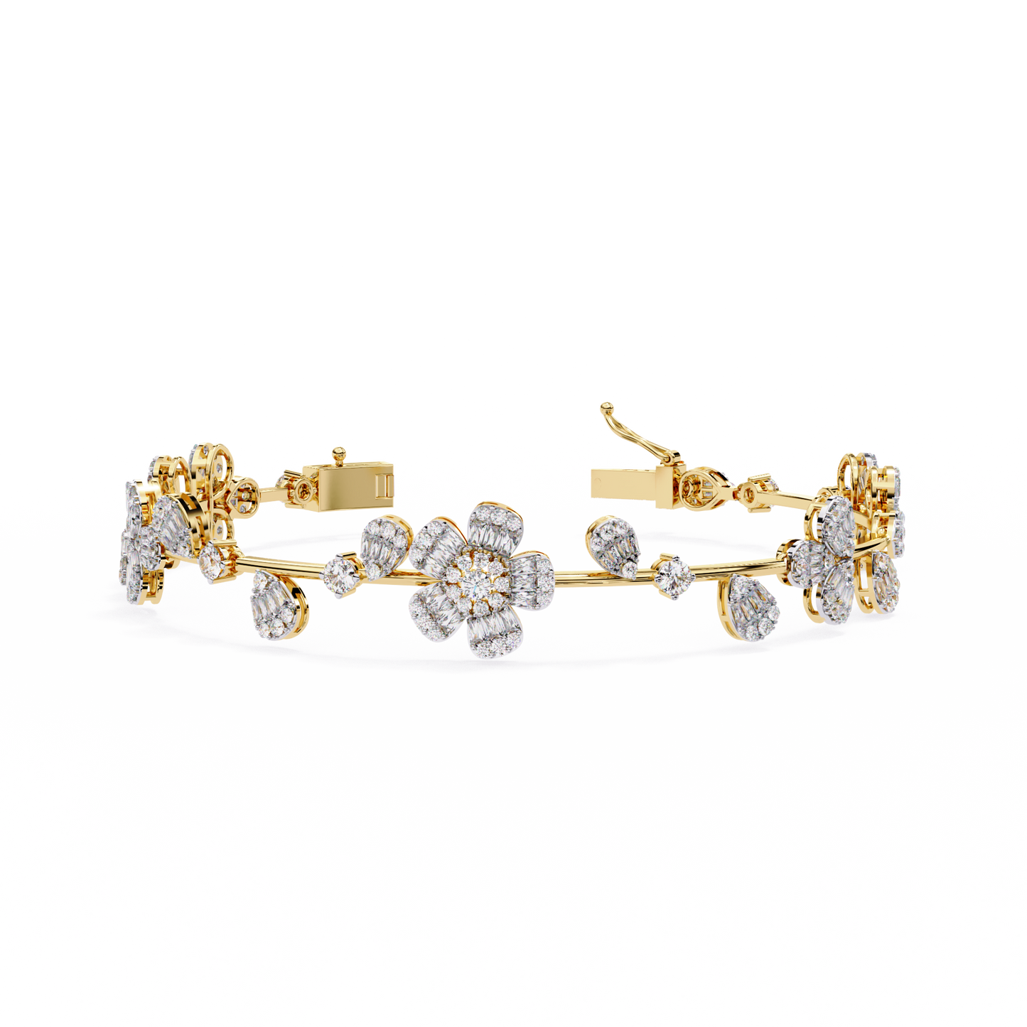 2.36Ct Baguette And Round Cut Diamond Elegant Minimalist Custom Stacking Tennis Party Wear Bracelet - HIGHCARAT DIAMONDS