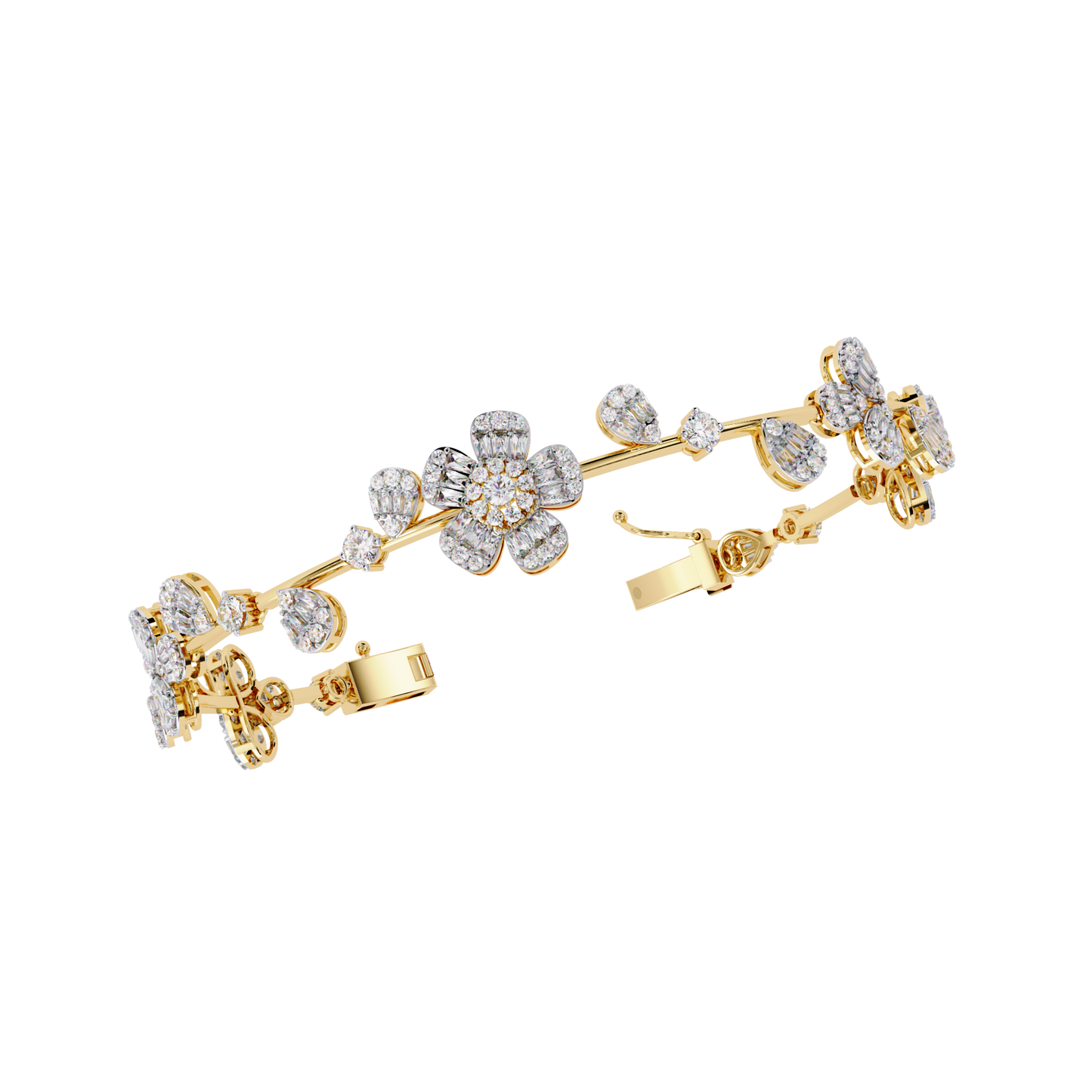 2.36Ct Baguette And Round Cut Diamond Elegant Minimalist Custom Stacking Tennis Party Wear Bracelet - HIGHCARAT DIAMONDS