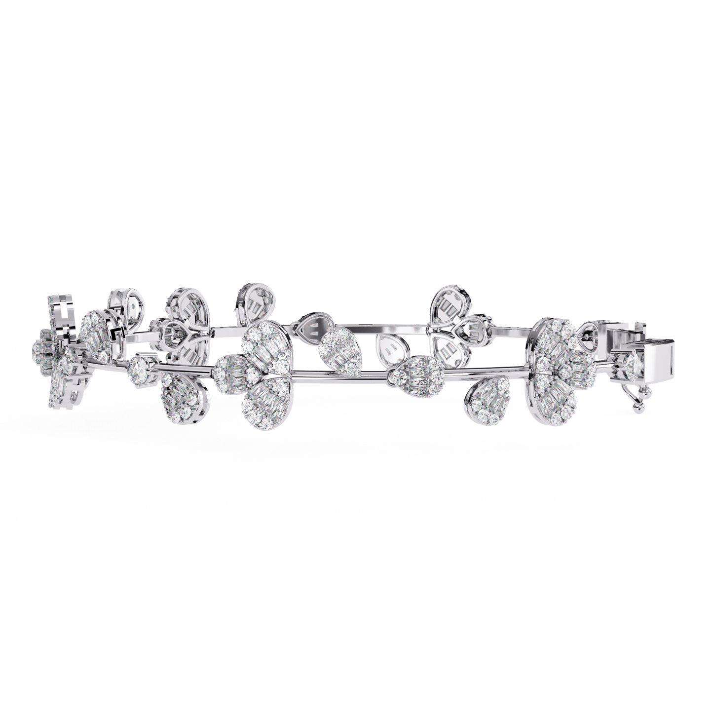 2.36Ct Baguette And Round Cut Diamond Elegant Minimalist Custom Stacking Tennis Party Wear Bracelet - HIGHCARAT DIAMONDS