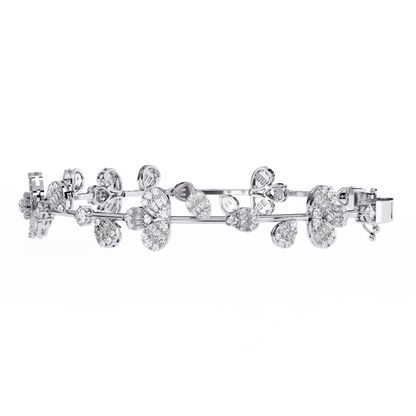 2.36Ct Baguette And Round Cut Diamond Elegant Minimalist Custom Stacking Tennis Party Wear Bracelet - HIGHCARAT DIAMONDS