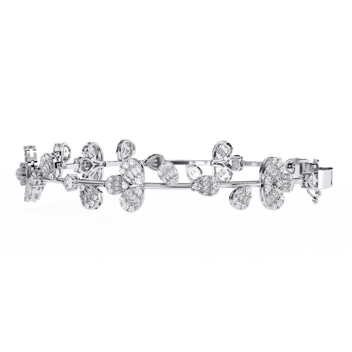 2.36Ct Baguette And Round Cut Diamond Elegant Minimalist Custom Stacking Tennis Party Wear Bracelet - HIGHCARAT DIAMONDS