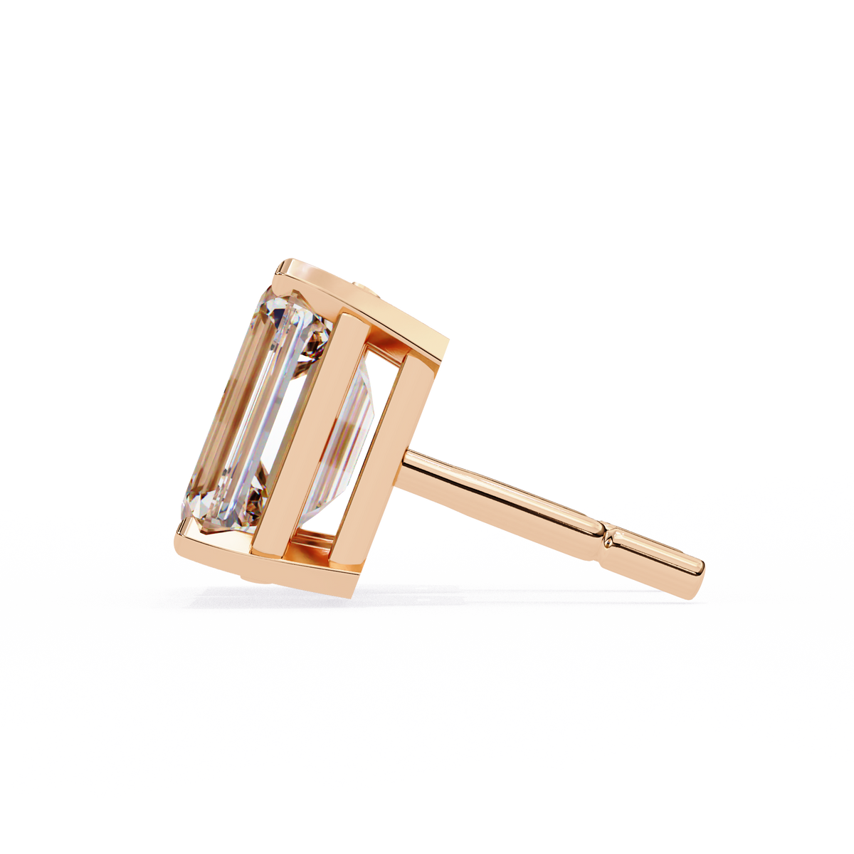2.39Ct Emerald Cut High Quality Lab Grown Diamond Unique Delicate Solitaire Vintage Screw Back Stud Daily Wear Earring - HIGHCARAT DIAMONDS