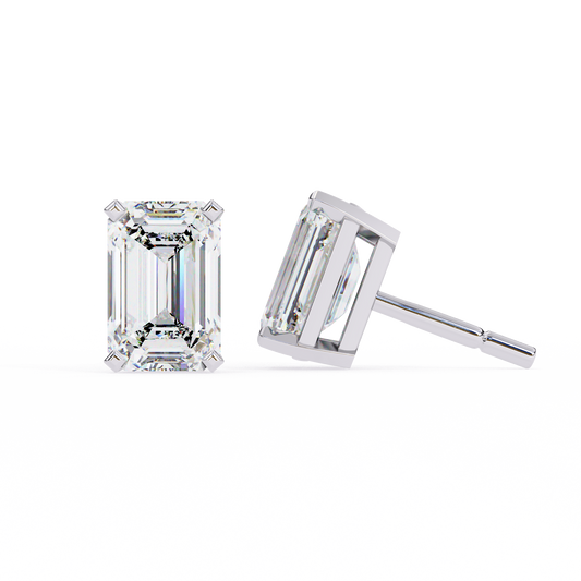 2.39Ct Emerald Cut High Quality Lab Grown Diamond Unique Delicate Solitaire Vintage Screw Back Stud Daily Wear Earring - HIGHCARAT DIAMONDS