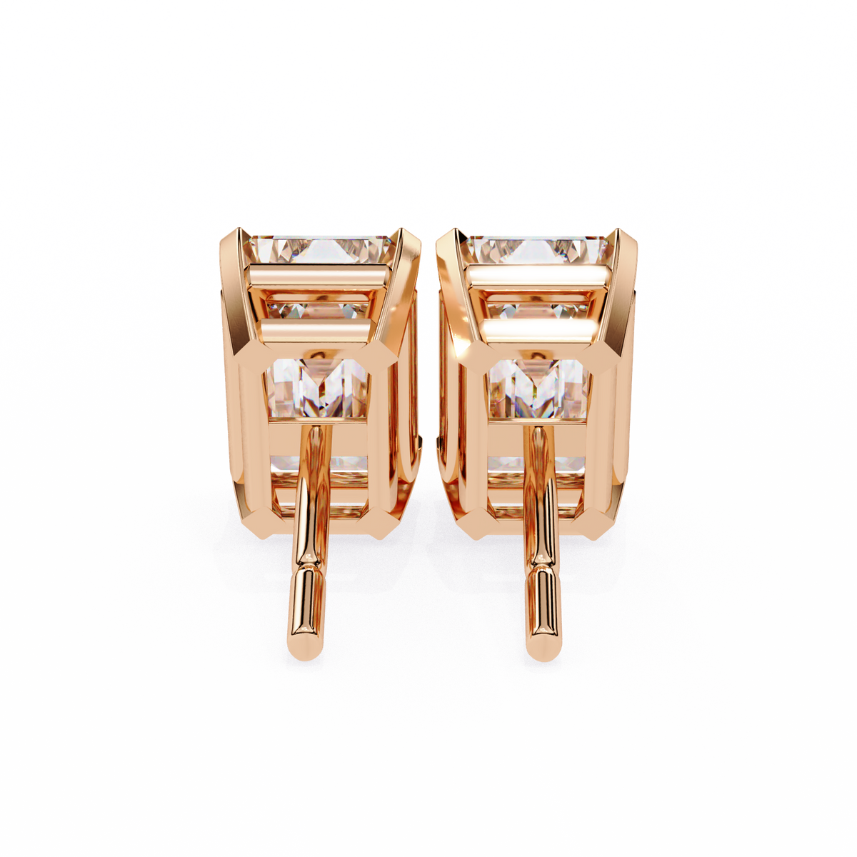 2.39Ct Emerald Cut High Quality Lab Grown Diamond Unique Delicate Solitaire Vintage Screw Back Stud Daily Wear Earring - HIGHCARAT DIAMONDS
