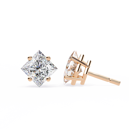2.39Ct Princess Cut Top Grade Diamond Prong Set Solitaire Dainty Sparkling Stud Daily Wear Earring For Women's - HIGHCARAT DIAMONDS