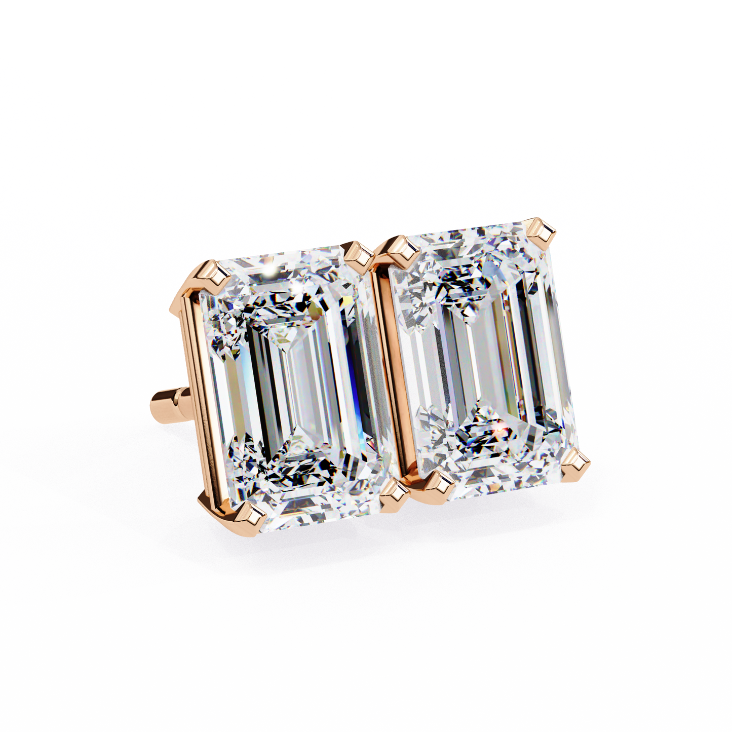 2.39Ct Emerald Cut High Quality Lab Grown Diamond Unique Delicate Solitaire Vintage Screw Back Stud Daily Wear Earring - HIGHCARAT DIAMONDS