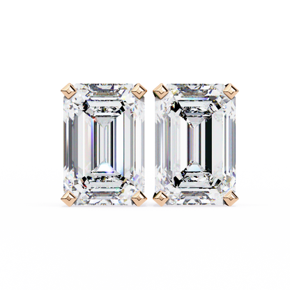 2.39Ct Emerald Cut High Quality Lab Grown Diamond Unique Delicate Solitaire Vintage Screw Back Stud Daily Wear Earring - HIGHCARAT DIAMONDS