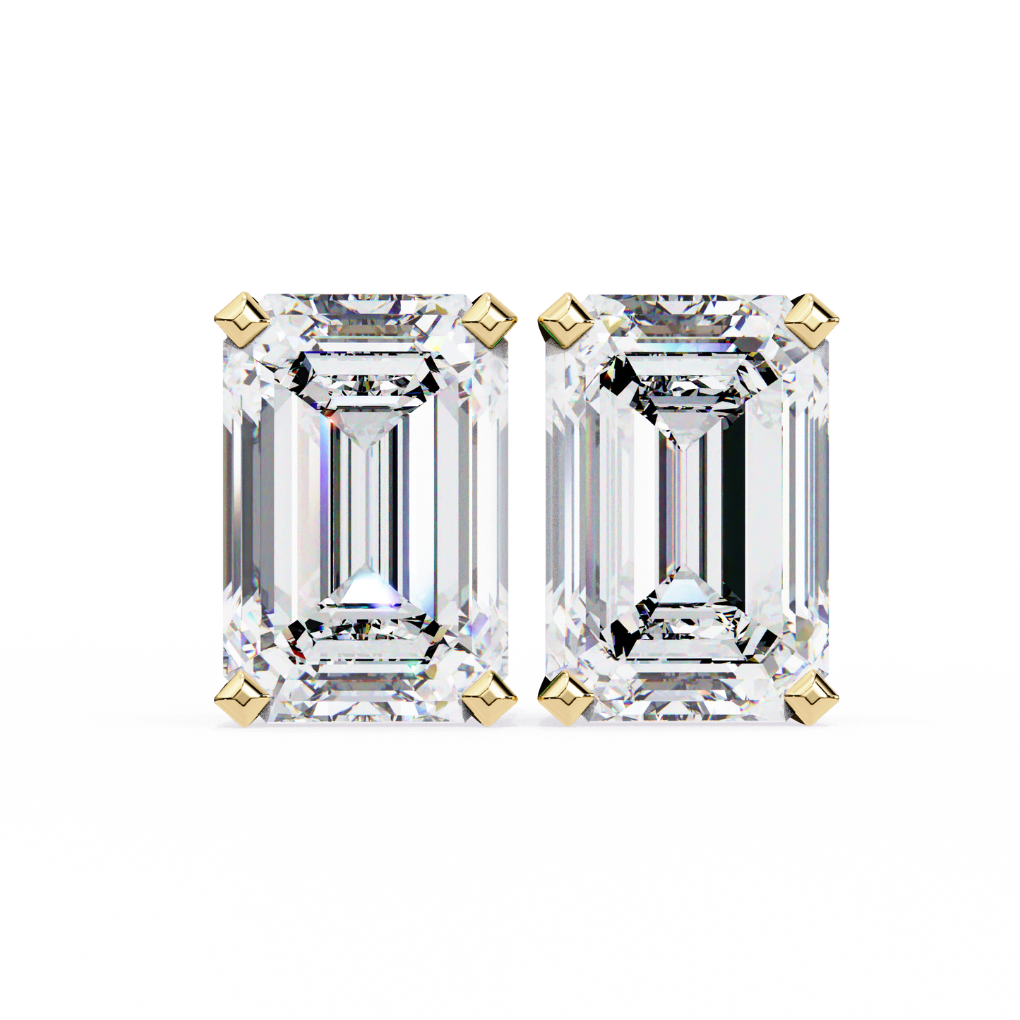 2.39Ct Emerald Cut High Quality Lab Grown Diamond Unique Delicate Solitaire Vintage Screw Back Stud Daily Wear Earring - HIGHCARAT DIAMONDS