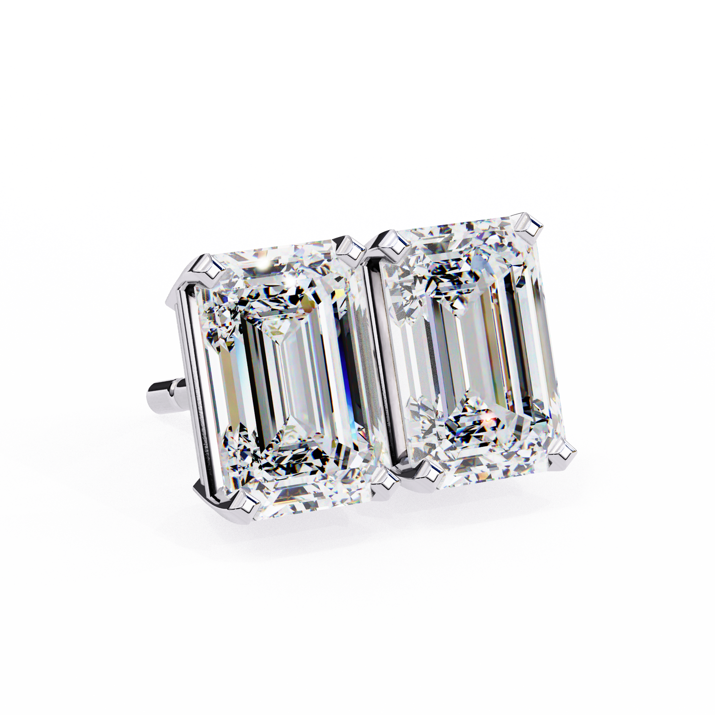 2.39Ct Emerald Cut High Quality Lab Grown Diamond Unique Delicate Solitaire Vintage Screw Back Stud Daily Wear Earring - HIGHCARAT DIAMONDS