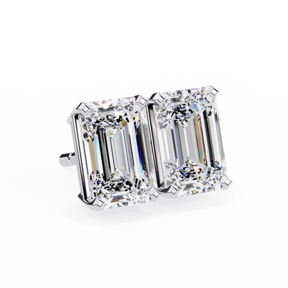 2.39Ct Emerald Cut High Quality Lab Grown Diamond Unique Delicate Solitaire Vintage Screw Back Stud Daily Wear Earring - HIGHCARAT DIAMONDS
